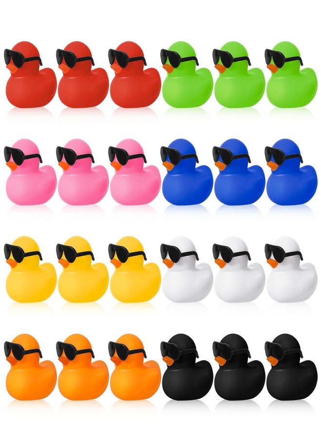 Hoemwarm 24 Set Mini Rubber Ducks with Sunglasses, Tiny Bath Rubber Ducks Bulk for Car Dashboard Decorations Cruise Birthday Party Favors (Multicolor) - Image 1