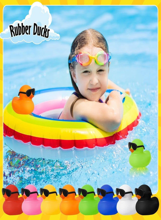 Hoemwarm 24 Set Mini Rubber Ducks with Sunglasses, Tiny Bath Rubber Ducks Bulk for Car Dashboard Decorations Cruise Birthday Party Favors (Multicolor) - Image 5