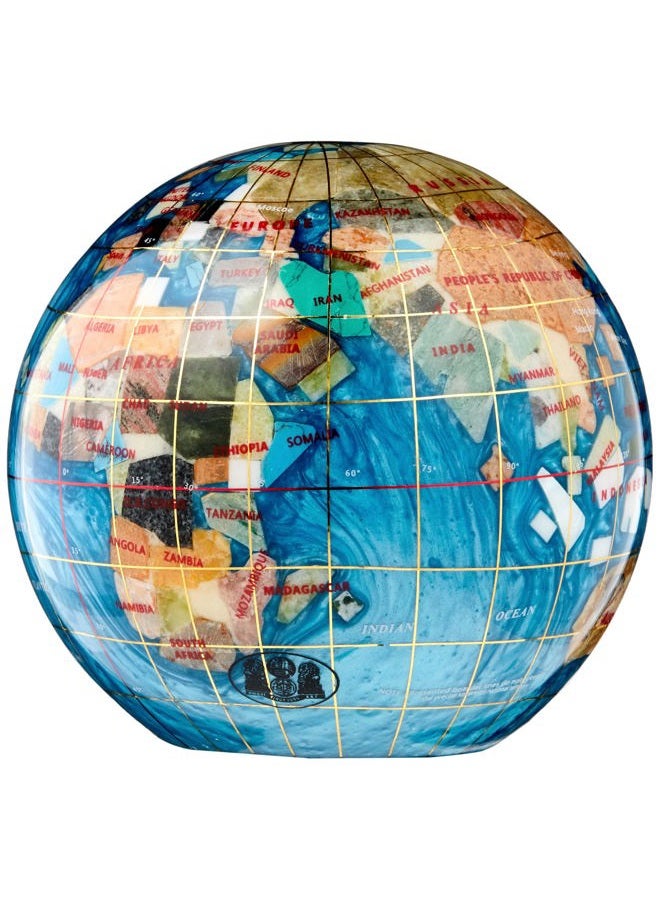 Unique Art Since 1996 4.3" (110 mm) Diameter Gemstone Globe Paperweight Paper weight (Bahama Blue Swirl) - Image 2