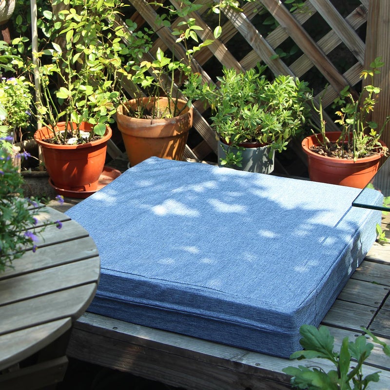 youngseahome Patio Seat Cushion Covers,Washable Slip Covers Replacement,Waterproof Outdoor Furniture Chair Cushion Pillow Seat Cover for Couch,Garden,Sofa,Denim Blue,24"Ã—24"Ã—4"(4 Covers Only) - Image 2