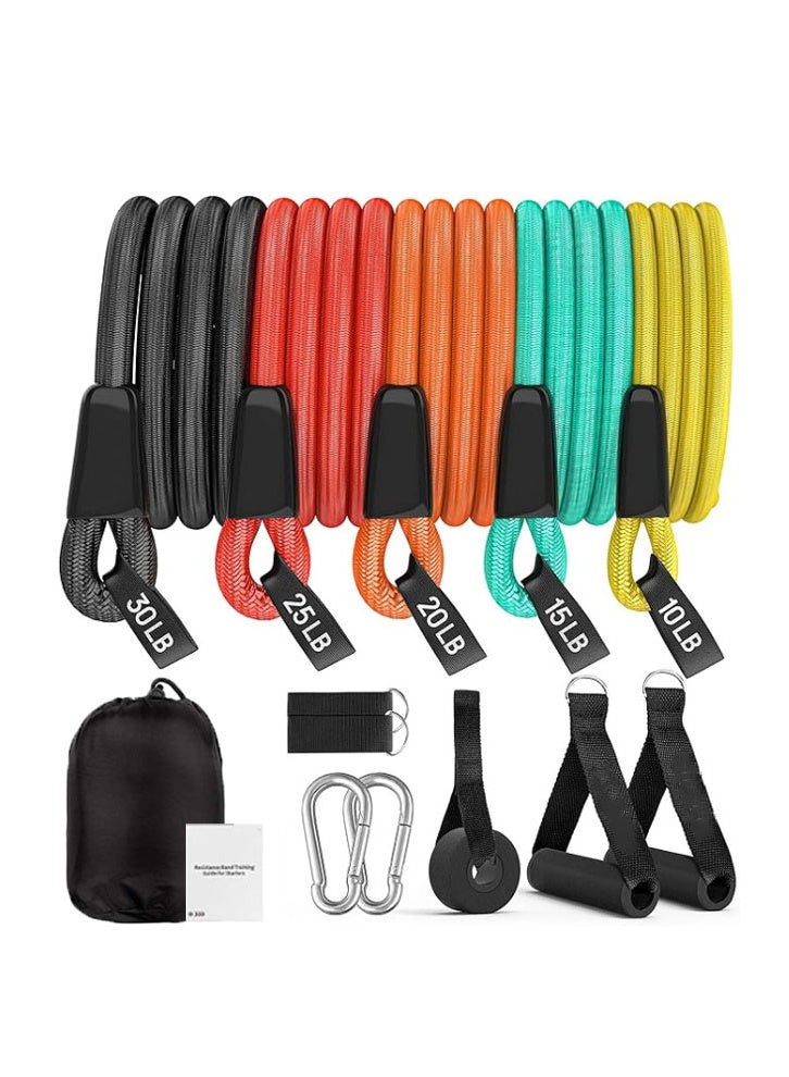 PYC 14-Piece Resistance Bands Set with Handles, Door Anchor, Ankle Straps, Training Manual & Carrying Bag - Ideal for Home Fitness, Yoga, Pilates, Stretching & Strength Training for Men & Women(100LB) - Image 1
