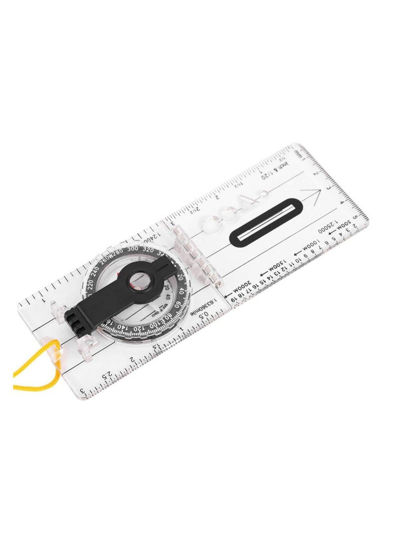 Excefore Mapping Compass Navigation, Practical Compass with Measure Ruler and Neck Strap, Compass Professional Transparent Compass, for Map Reading,Liquid Filled, Hiking, Navigation and Survival Camping - Image 1