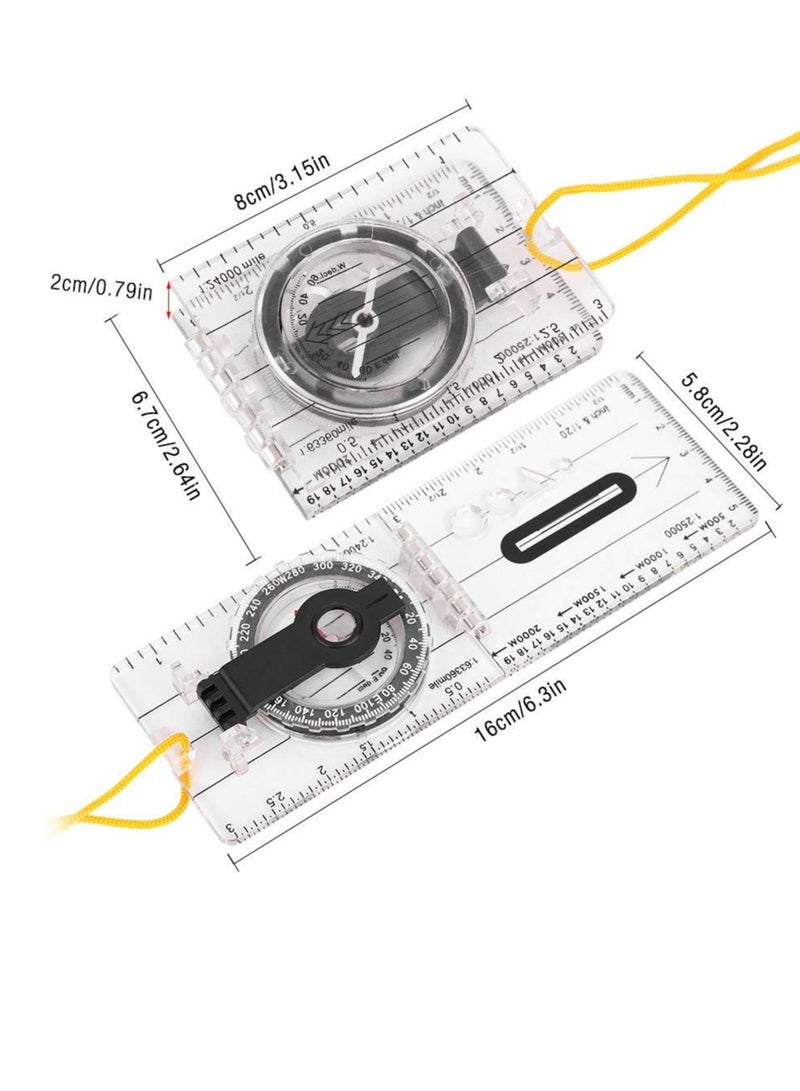 Excefore Mapping Compass Navigation, Practical Compass with Measure Ruler and Neck Strap, Compass Professional Transparent Compass, for Map Reading,Liquid Filled, Hiking, Navigation and Survival Camping - Image 5