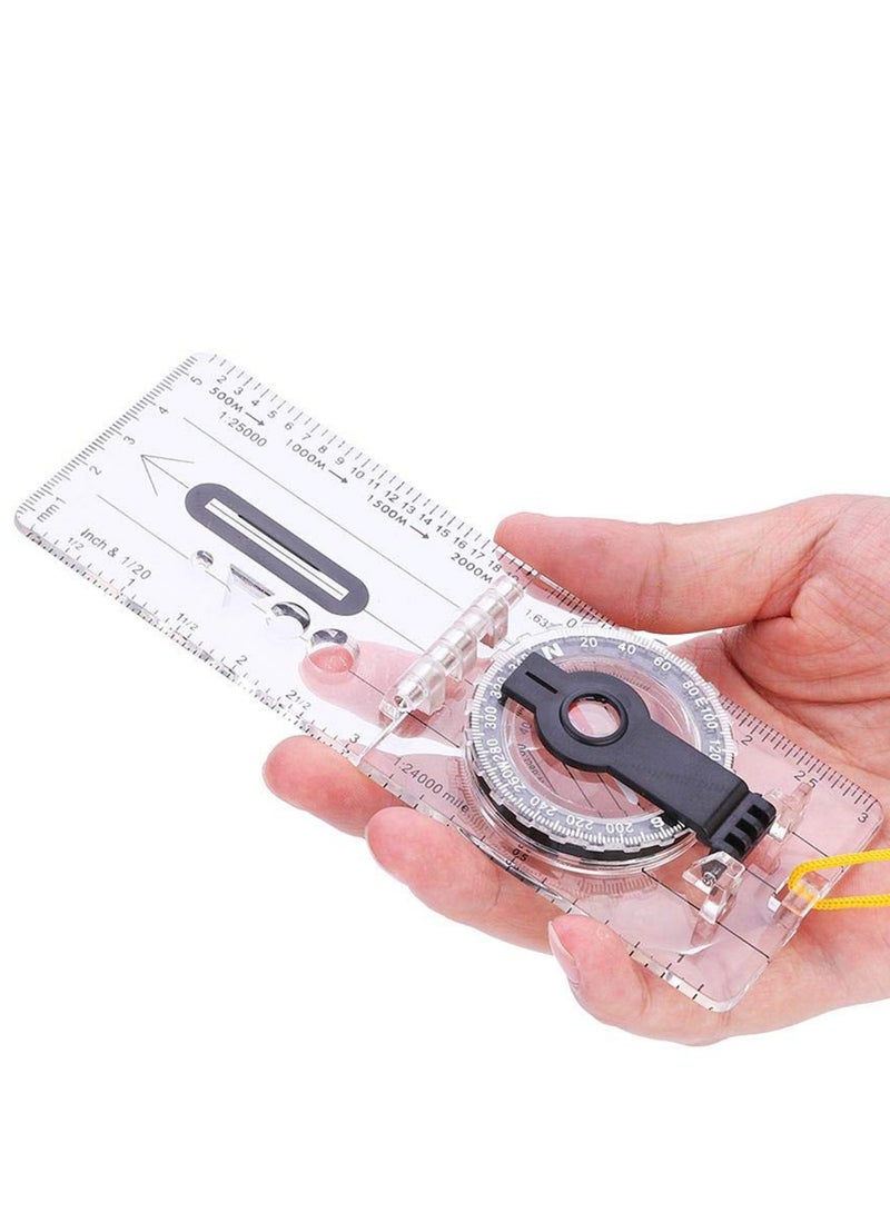 Excefore Mapping Compass Navigation, Practical Compass with Measure Ruler and Neck Strap, Compass Professional Transparent Compass, for Map Reading,Liquid Filled, Hiking, Navigation and Survival Camping - Image 3