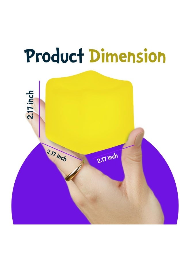 STRBOXONG Sensory Stress Cube – High-Density Gel Filled Squishy Toy with Matte Texture for Kids & Adults, Calming Anxiety Relief, Fidget Stress Ball, Autism-Supportive, 1-Pack in Yellow - Image 3