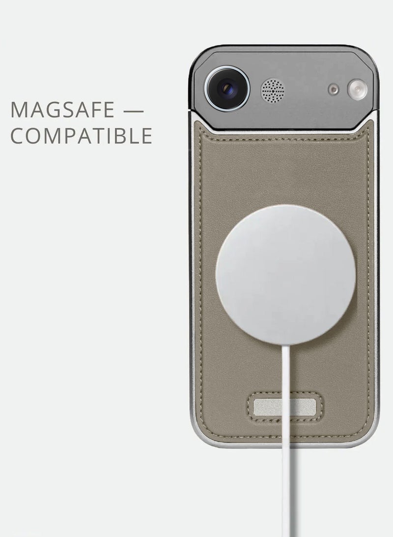 Wtech Apple iPhone Air 5G 2025 Metal Frameless Case Metallic Vegan Leather Magsafe Support Hard With Speaker Case Cover (MCMPMN) - Gold - Image 3