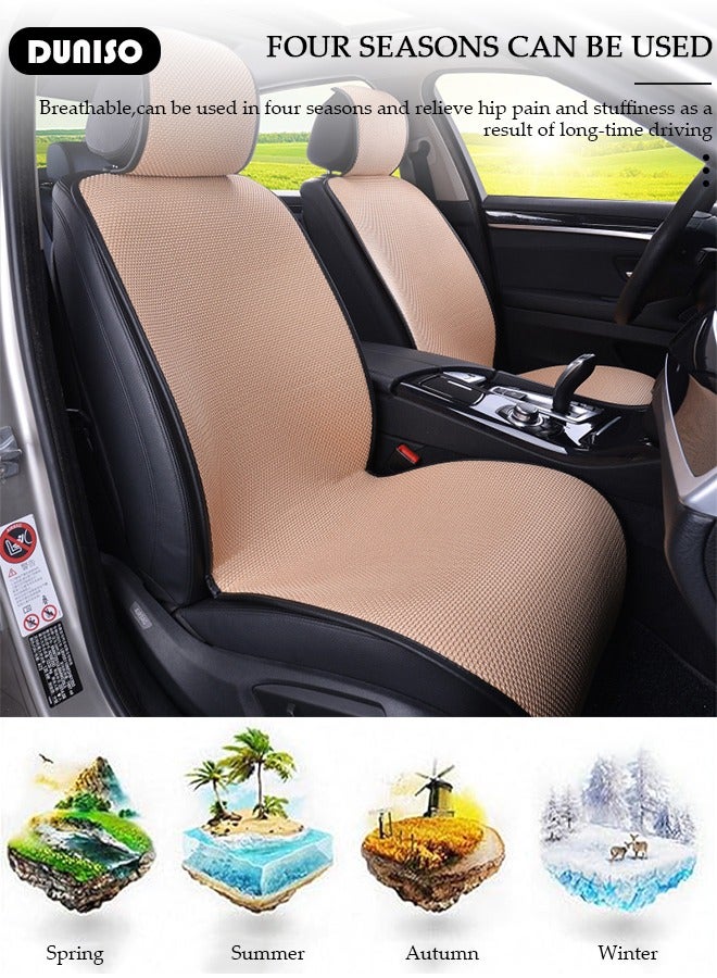 DUNISO 2pcs Auto Breathable Universal Four Seasons Front Car Seat Covers Luxury Include Front Car Seat Protector Compatible with 95% Vehicle Fit for Cars Truck SUV or Vans - Image 2
