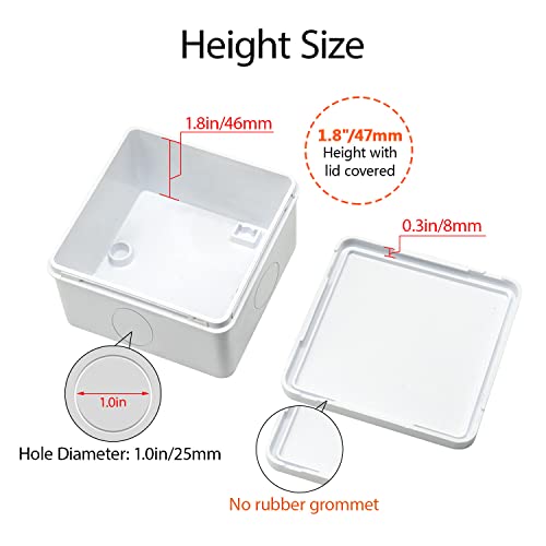 LeMotech Junction Box, Electrical Box IP65 Water Resistant Dustproof ABS Plastic Project Enclosure for Electronics White 3.1 x 3.1 x 1.9 inch - Image 5