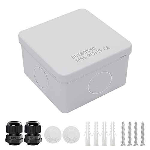 LeMotech Junction Box, Electrical Box IP65 Water Resistant Dustproof ABS Plastic Project Enclosure for Electronics White 3.1 x 3.1 x 1.9 inch - Image 1