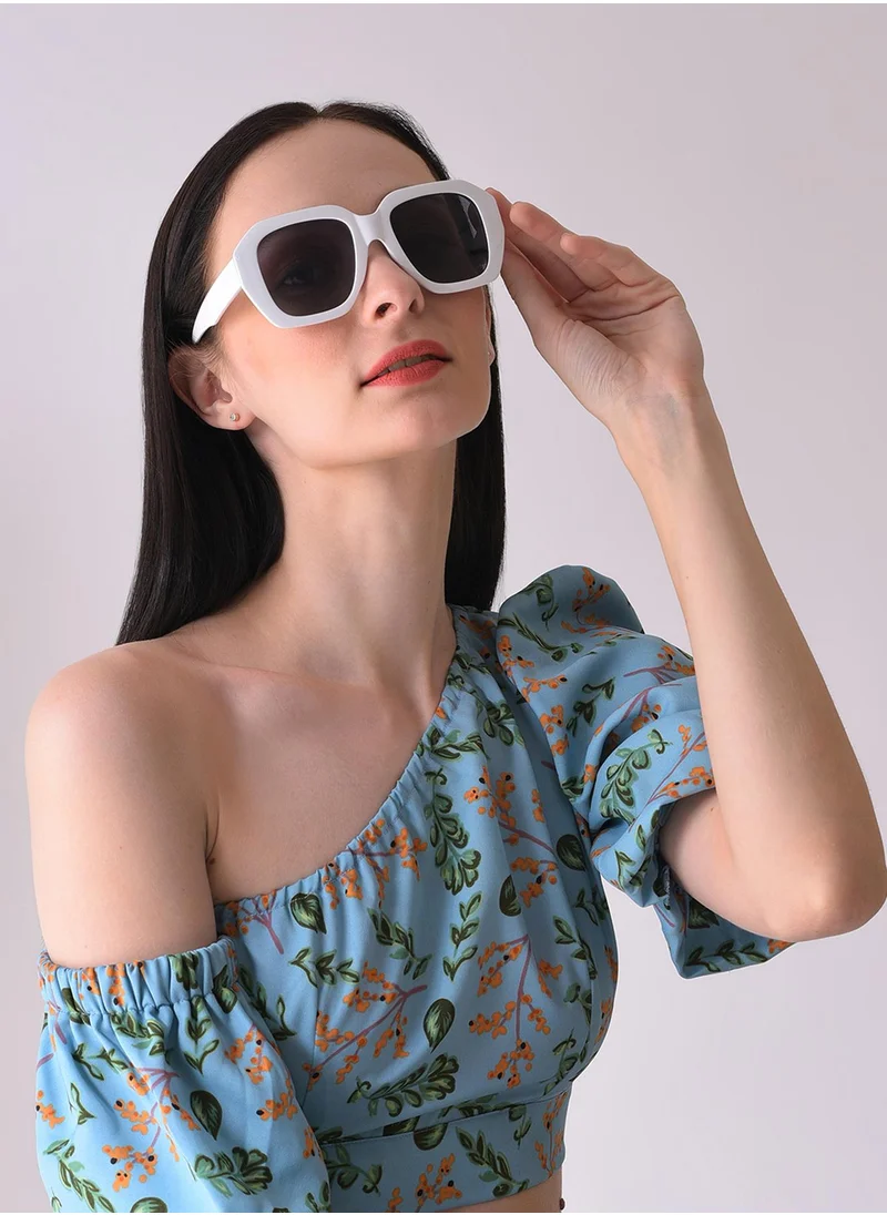 Haute Sauce Black Lens White Wayfarer Sunglasses