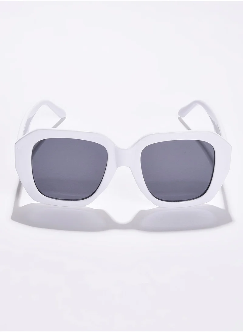 Haute Sauce Black Lens White Wayfarer Sunglasses