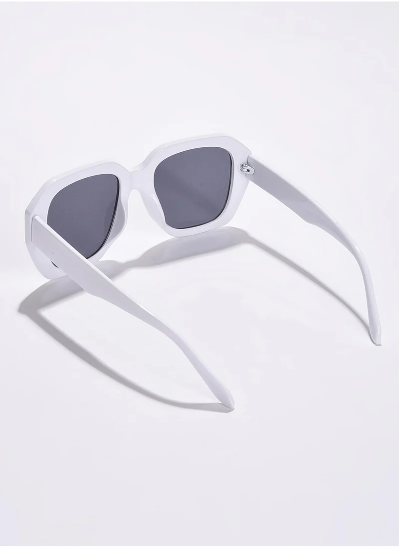 Haute Sauce Black Lens White Wayfarer Sunglasses