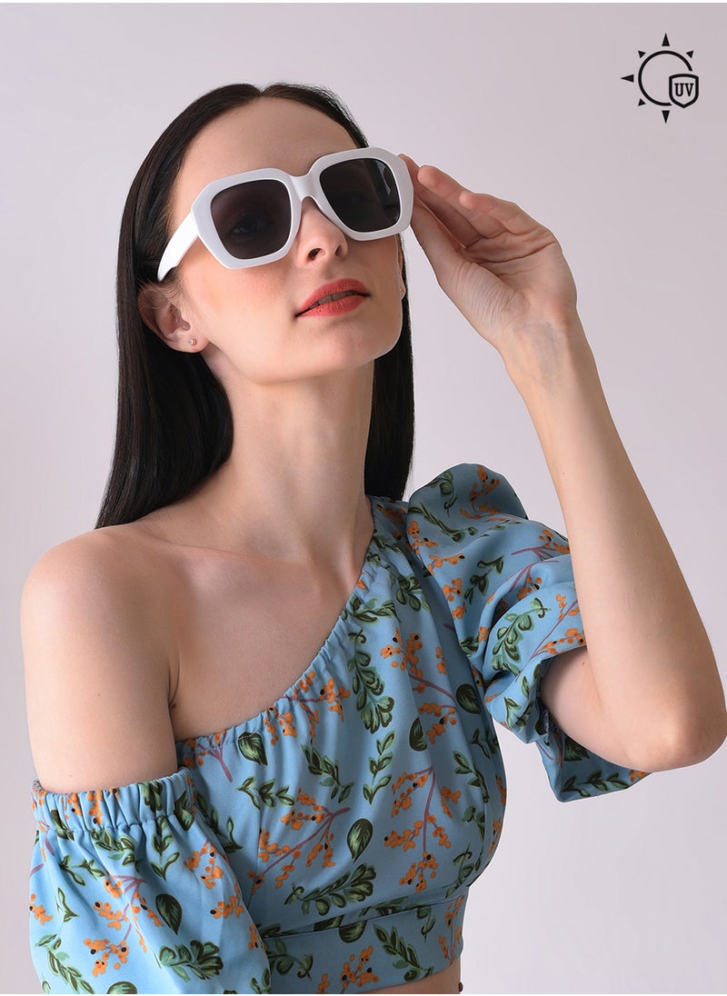 Haute Sauce Black Lens White Wayfarer Sunglasses  - Image 2