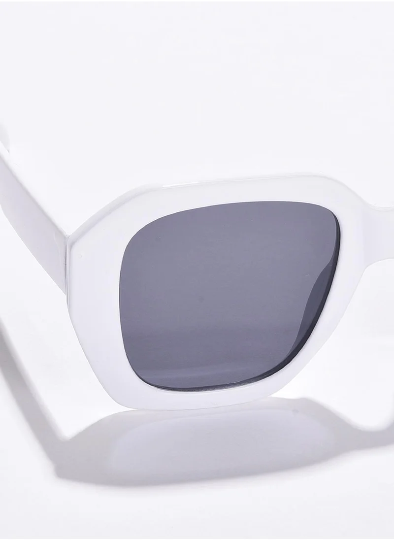 Haute Sauce Black Lens White Wayfarer Sunglasses