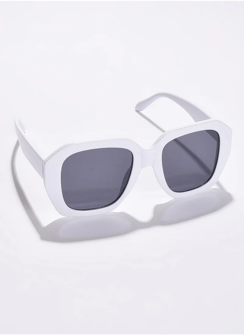 Haute Sauce Black Lens White Wayfarer Sunglasses