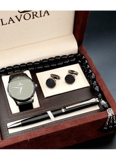 Laforea watch gift set for men consisting of 4 pieces, a rosary watch, a pen and a set of buttons