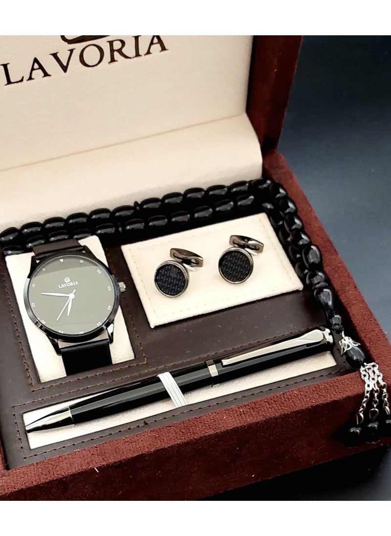 LAVORIA - Laforea watch gift set for men consisting of 4 pieces, a rosary watch, a pen and a set of buttons - Image 1