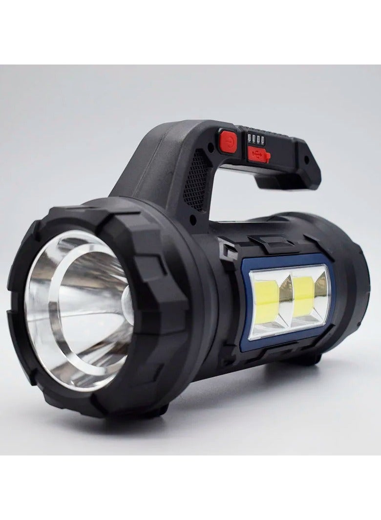 مصباح يدوي قابل لإعادة الشحن، مصباح يدوي عالي السطوع، مصباح يدوي مع حزام كتف ومخرج USB للإعصار في حالات الطوارئ والعواصف والصيد والمشي لمسافات طويلة والتخييم - Image 1