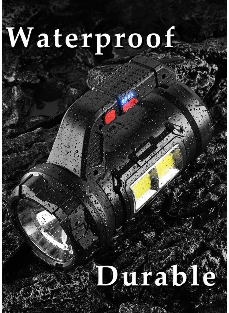 مصباح يدوي قابل لإعادة الشحن، مصباح يدوي عالي السطوع، مصباح يدوي مع حزام كتف ومخرج USB للإعصار في حالات الطوارئ والعواصف والصيد والمشي لمسافات طويلة والتخييم - Image 5