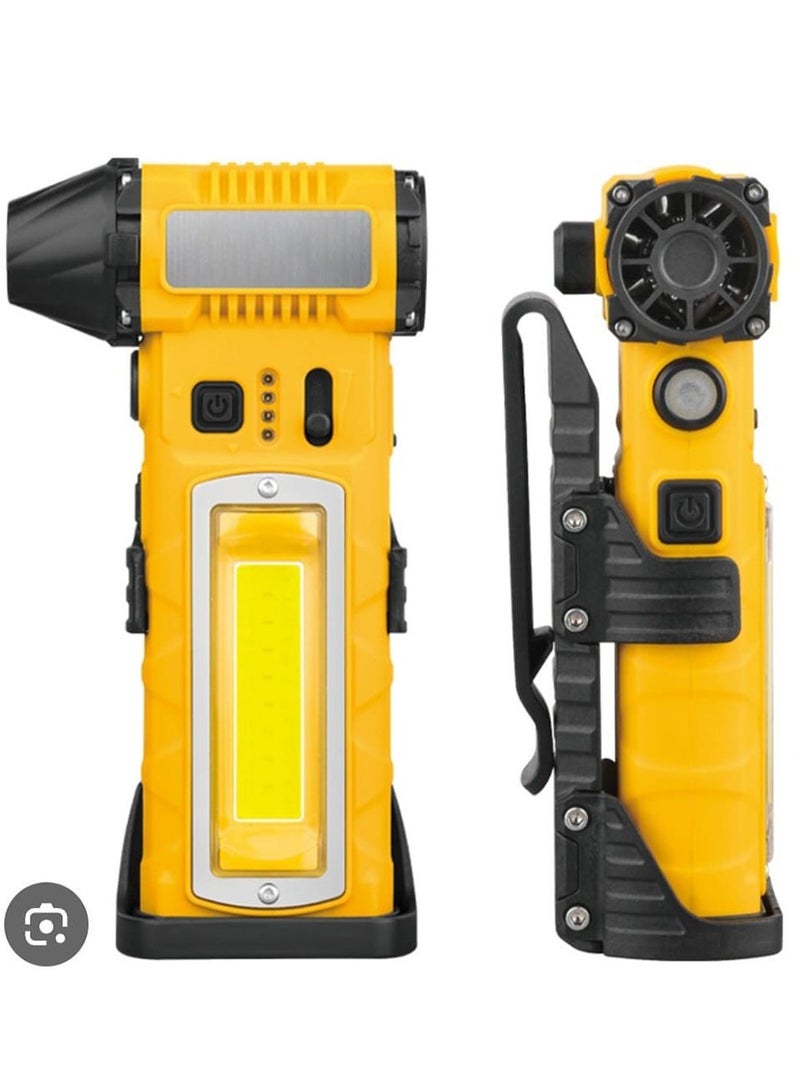 بلو فاير مروحة كيلات التوربو المصغّرة المطوّرة بقوة 130,000 دورة في الدقيقة – مروحة يدوية لاسلكية ببطارية 5000 مللي أمبير، مع 4 فوهات، قاطع أحزمة مقاعد، قاعدة مغناطيسية وإضاءة أمامية/جانبية – مروحة نفخ/شفط محمولة للسيارة، المنزل، المكتب، التخييم (أصفر، ABS + معدن) - Image 1