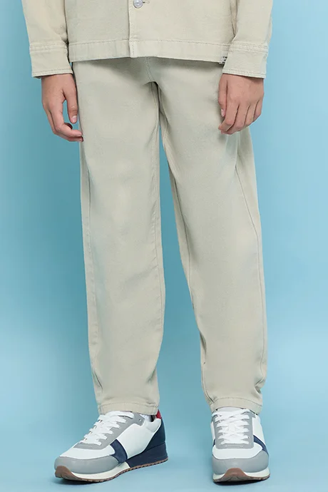 أر أند بي Solid Woven Pants with Button Closure