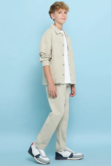 أر أند بي Solid Woven Pants with Button Closure