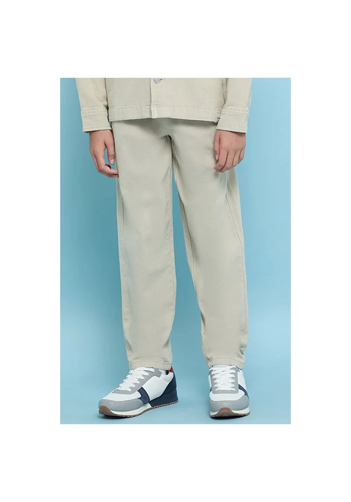 R&b Solid Woven Pants with Button Closure
