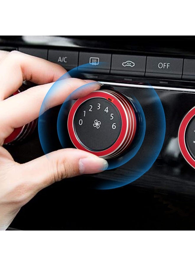 TOMALL 3Pcs Aluminum Centre Console Cover Compatible With Volkswagen Mk7 Golf Gti 2015 2016 2017 2018 2019 2020 Ac Air Conditioning Knob Button Cover Trim Decoration Ring (Red)  - Image 3