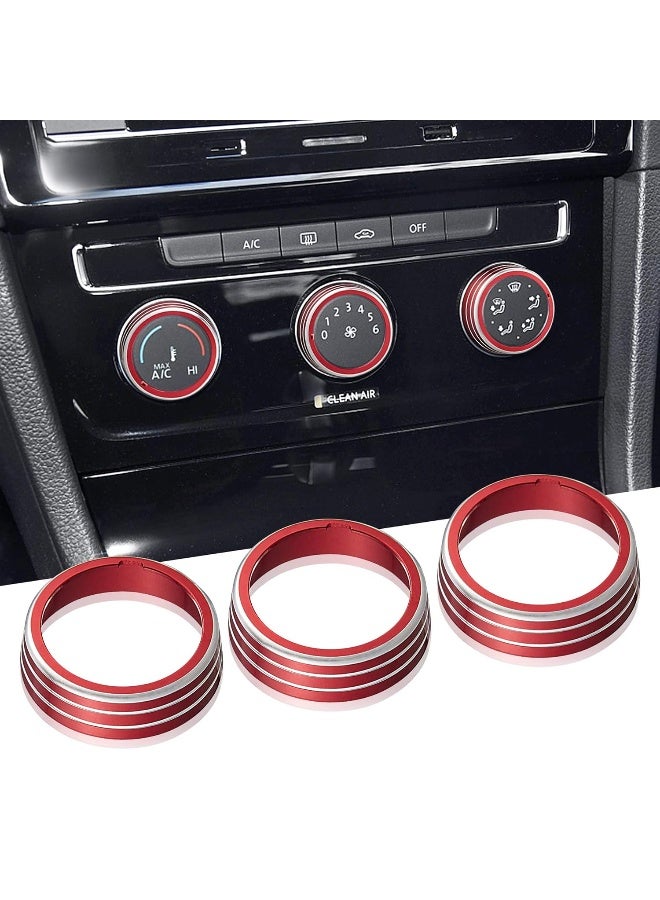 TOMALL 3Pcs Aluminum Centre Console Cover Compatible With Volkswagen Mk7 Golf Gti 2015 2016 2017 2018 2019 2020 Ac Air Conditioning Knob Button Cover Trim Decoration Ring (Red)  - Image 1