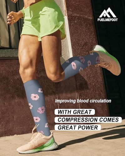 FuelMeFoot 6 Pairs Compression Socks for Women & Men 15-20mmHg Graduated Support Knee High Socks for Nurses, Travel, Athletic - Image 2
