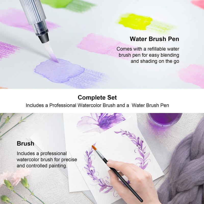 KALOUR 72-Color Professional Watercolor Pencils Set with Brush and Water Brush Pen, Hexagonal Shape, Blendable Wet or Dry, Water-Soluble Colored Pencils for Artists and Beginners - Image 5