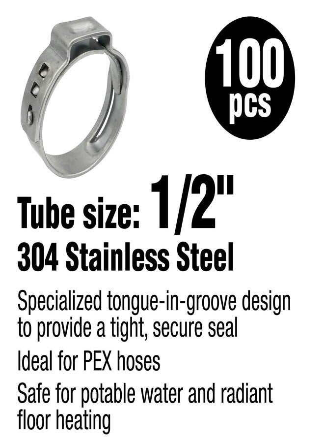 Cambridge 1/2-in Stainless Steel Pex Cinch Clamp Rings for Pex Tubing, 100 Pack - Image 3