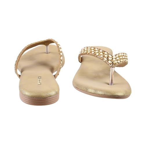 Mochi Women Flat Beaded Ethnic Chappal UK/6 EU/39 (35-286) - Image 5