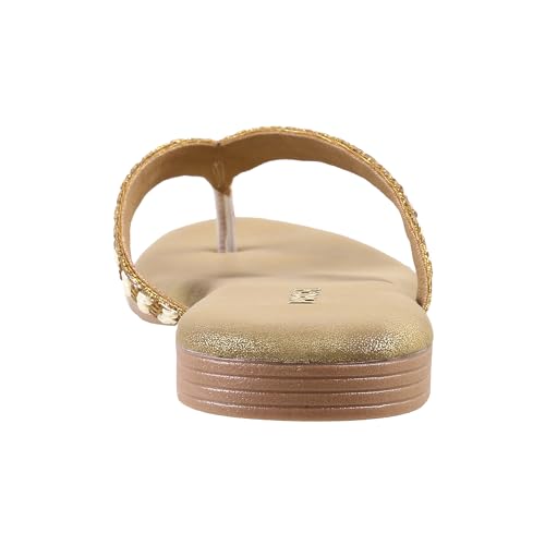 Mochi Women Flat Beaded Ethnic Chappal UK/6 EU/39 (35-286) - Image 4