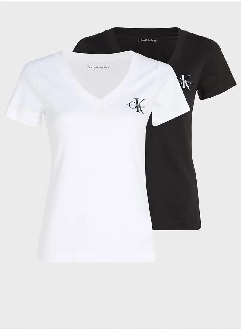 كالفن كلاين جينز 2-PACK MONOLOGO V-NECK TEE