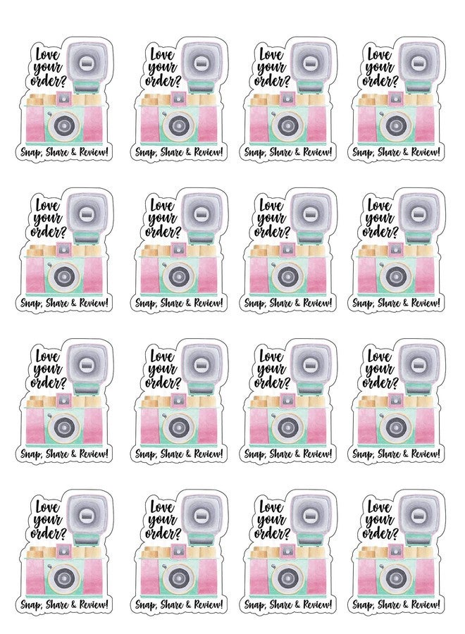 D2C Gift Wrap Stickers Love Your Order Snap,Share and Review Sticker Label of Cameras and Vintage Design Sealing Stickers and Labels Gift Tags (Pack of 40) (Multicolour) - Image 1