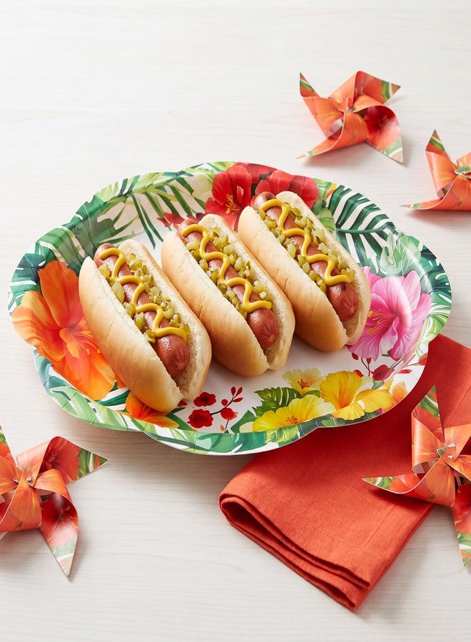 Fancy Land 24 Pcs Hawaiian Luau Plates 10 x 12 Inches Summer Paper Oval Plates Aloha Floral Disposable Dinner Heavy Duty Dinnerware Bulk Tropical Party Decorations Birthday Baby Shower - Image 5