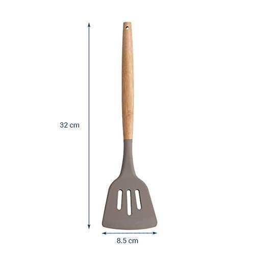 Sabichi Silicone Head Slotted Turner Spatula | Bamboo Handle Premium Non-Stick Kitchen Cookware | Turner for Fish, Omelette, Pancake, Wok - Image 3
