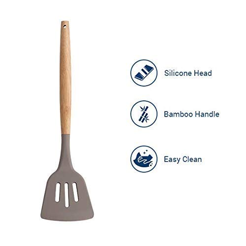 Sabichi Silicone Head Slotted Turner Spatula | Bamboo Handle Premium Non-Stick Kitchen Cookware | Turner for Fish, Omelette, Pancake, Wok - Image 5