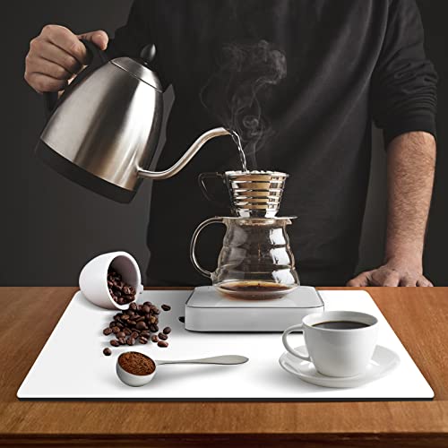 ZLR Coffee Mat - 12" x 16" Small Kitchen Hide Stain Absorbent Dish Drying Mat for Countertop - Easy to Clean Coffee Bar Mat for Espresso Machine and Spill Protection - Milk White - Image 5