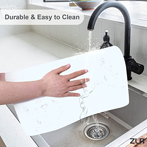 ZLR Coffee Mat - 12" x 16" Small Kitchen Hide Stain Absorbent Dish Drying Mat for Countertop - Easy to Clean Coffee Bar Mat for Espresso Machine and Spill Protection - Milk White - Image 4