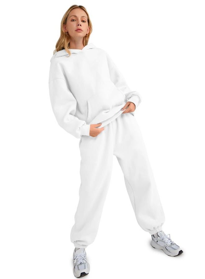 AUTOMET Sweatsuits Women 2 Piece Outfit Lounge Two Piece Sets Fall Fashion 2024 Tracksuits Oversized Sweatshirt and Sweatpants Casual Teen Girls Clothing White XS - Image 5