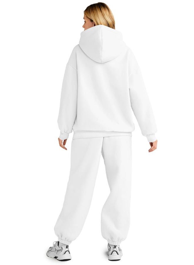 AUTOMET Sweatsuits Women 2 Piece Outfit Lounge Two Piece Sets Fall Fashion 2024 Tracksuits Oversized Sweatshirt and Sweatpants Casual Teen Girls Clothing White XS - Image 3