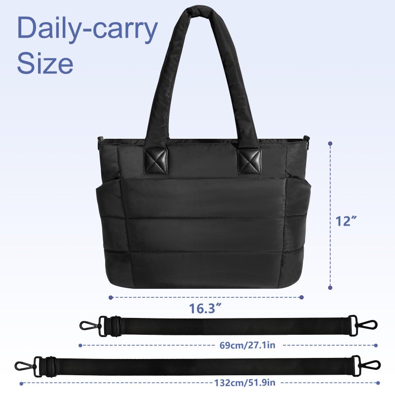 GASSDA Tote Bag for Women Lightweight Puffer Tote Bag Large Nurse Bags Handbag with Pockets Zipper Closure for Work Travel - Image 4