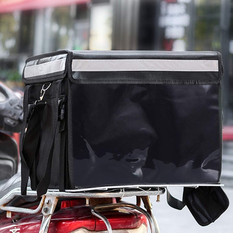 THW حقيبة توصيل الطعام والوجبات والبيتزا ® مثالية للبيتزا والمطاعم والولائم ومنافذ الوجبات السريعة معزولة حرارياً ومقاومة للماء بسعة 32 لتر (أسود) - Image 2