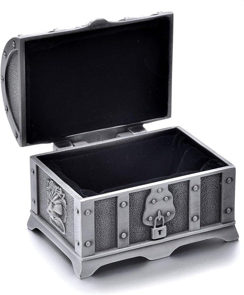 AVESON Rectangle Vintage Metal Treasure Chest Trinket Jewelry Box Gift Box Ring Case for Girls Ladies Women, Small, Tin Color - Image 4