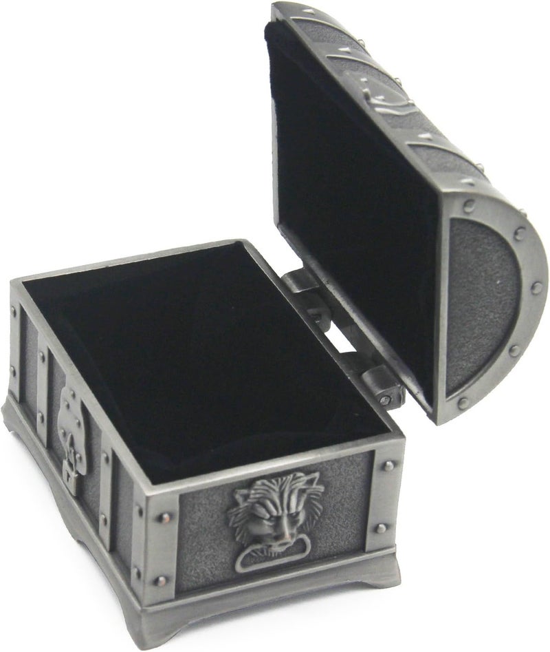 AVESON Rectangle Vintage Metal Treasure Chest Trinket Jewelry Box Gift Box Ring Case for Girls Ladies Women, Small, Tin Color - Image 5