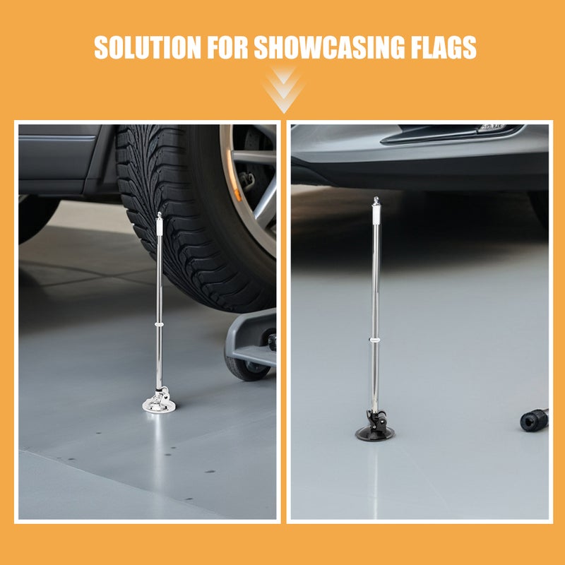 🚗 حامل علم مزود بكوب شفط ثابت للسيارات والشاحنات والدفع الرباعي بألوان متعددة - Image 2