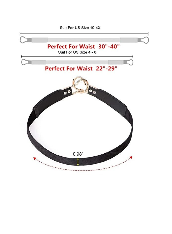 Belt for Dresses Women, Women Skinny Belt for Dresses Retro Elastic Stretchy Metal Buckle Skinny Ladies Waist Belt 1 inch Wide 3 Pack - Image 5