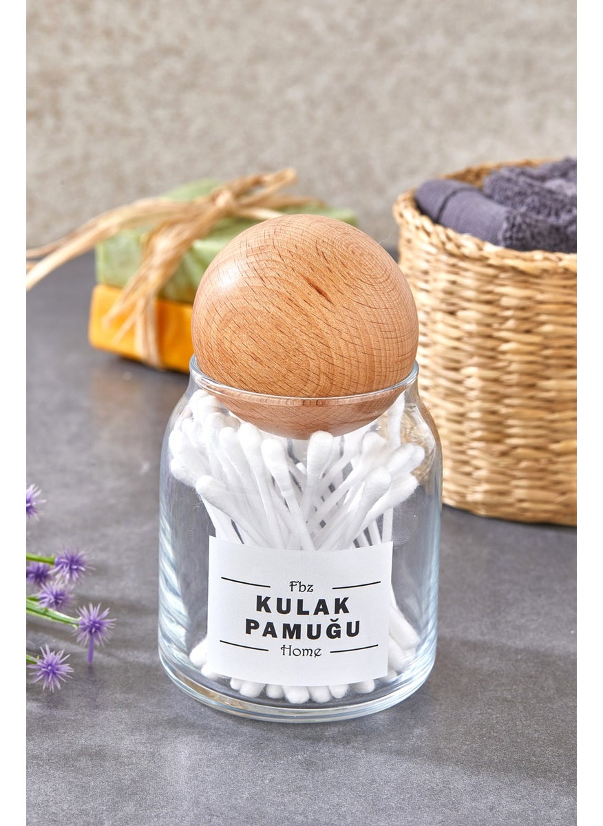 Fbz Home Glass Decorative Ball Covered Cotton Bud Organizer 300 ml  - Image 1